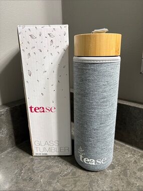 Tease Gray Glass Tumbler with Bamboo Lid